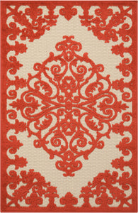 3’ x 4’ Red Medallion Indoor Outdoor Area Rug