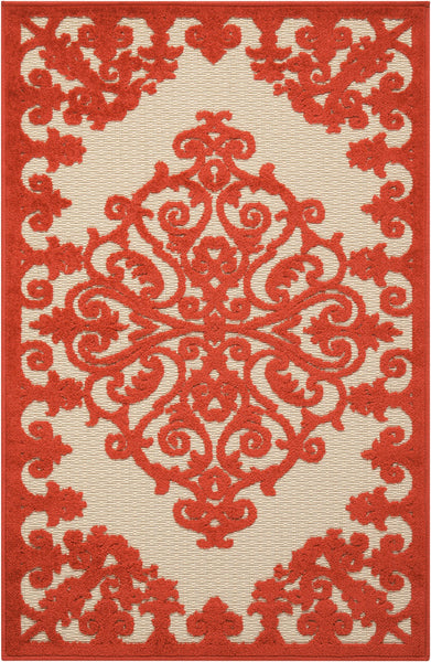 3’ x 4’ Red Medallion Indoor Outdoor Area Rug