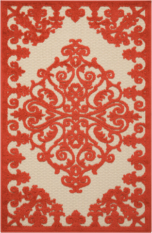 3’ x 4’ Red Medallion Indoor Outdoor Area Rug