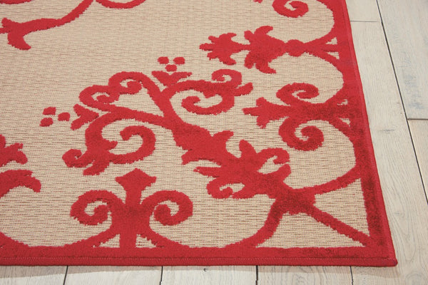 5’ x 8’ Red Medallion Indoor Outdoor Area Rug