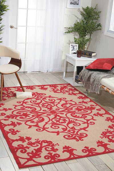 5’ x 8’ Red Medallion Indoor Outdoor Area Rug