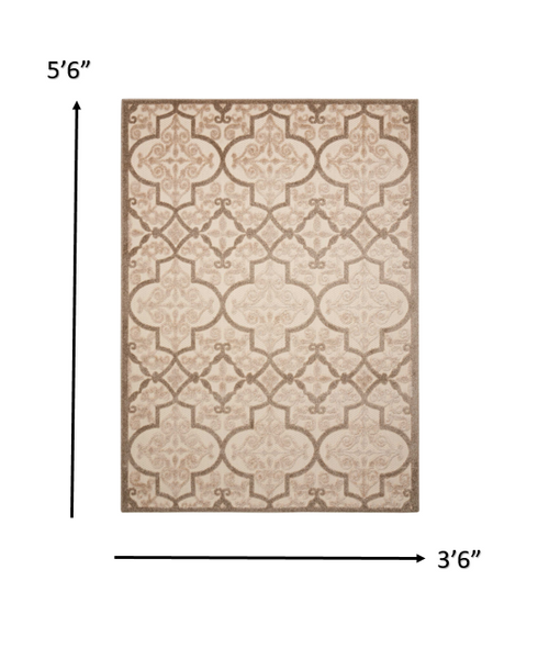 4’ x 6’ Cream and Beige Trellis Indoor Outdoor Area Rug