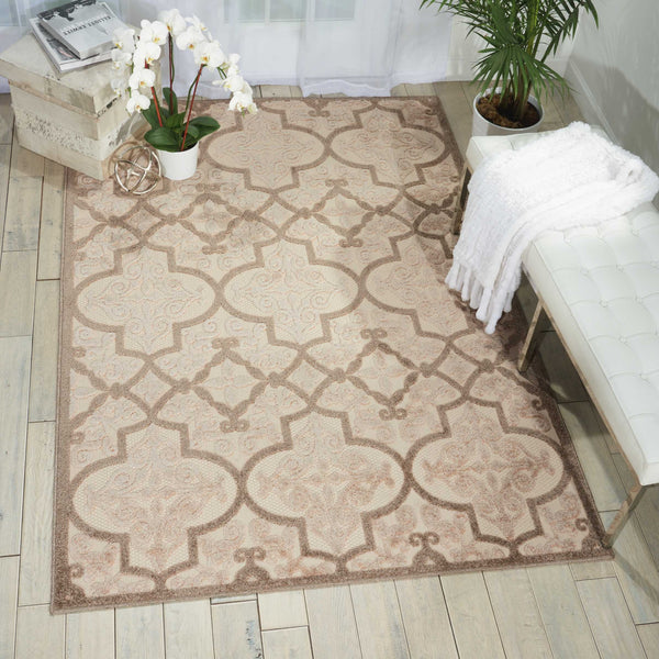 5’ x 8’ Cream and Beige Trellis Indoor Outdoor Area Rug