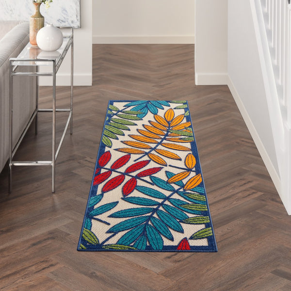 2’x 6’ Multicolored Leaves Indoor Outdoor Runner Rug