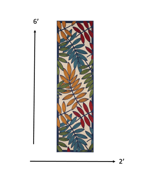 2’x 6’ Multicolored Leaves Indoor Outdoor Runner Rug