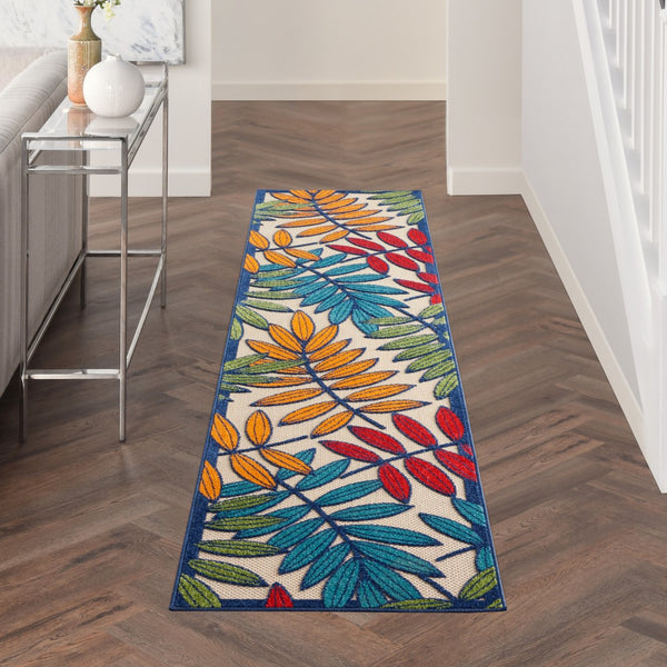 2’x 10’ Multicolored Leaves Indoor Outdoor Runner Rug