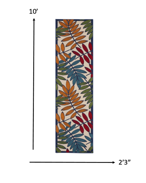 2’x 10’ Multicolored Leaves Indoor Outdoor Runner Rug