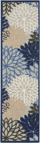 2’ x 6’ Blue Large Floral Indoor Outdoor Runner Rug