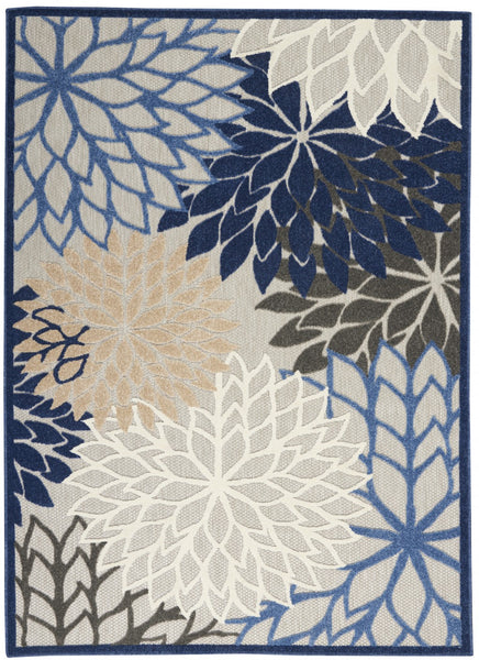 4’ x 6’ Blue Large Floral Indoor Outdoor Area Rug