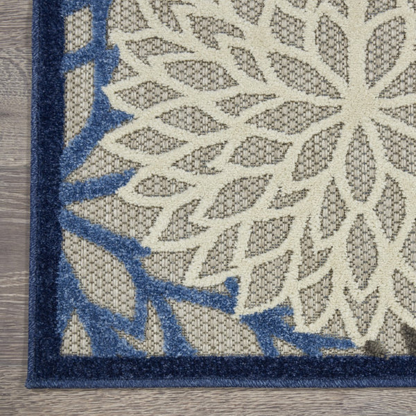 6’ x 9’ Blue Large Floral Indoor Outdoor Area Rug