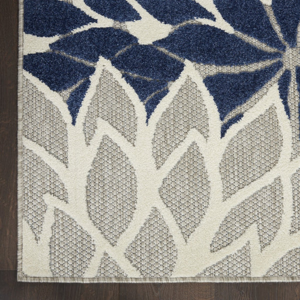 3’ x 4’ Ivory and Navy Indoor Outdoor Area Rug