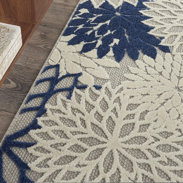 3’ x 4’ Ivory and Navy Indoor Outdoor Area Rug