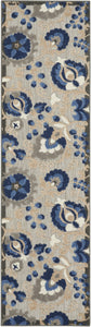 2’ x 6’ Natural and Blue Indoor Outdoor Runner Rug