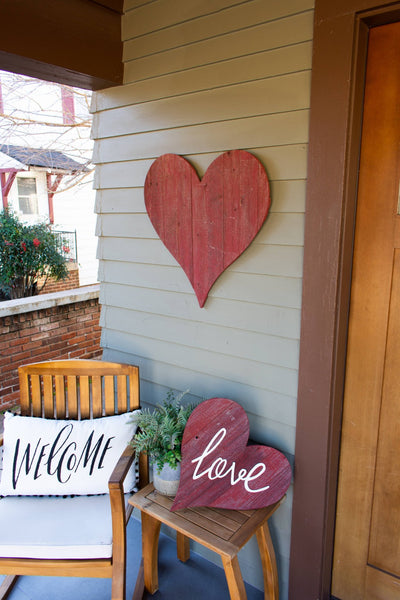 12" Farmhouse Red Wooden Heart