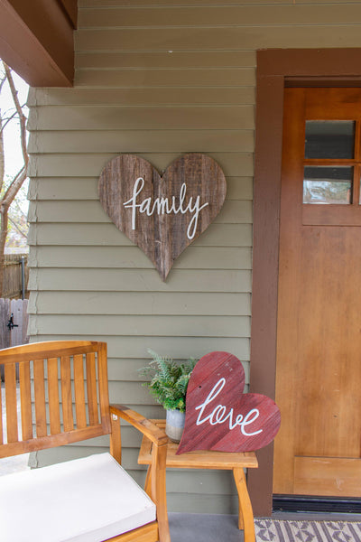 12" Farmhouse Red Wooden Heart