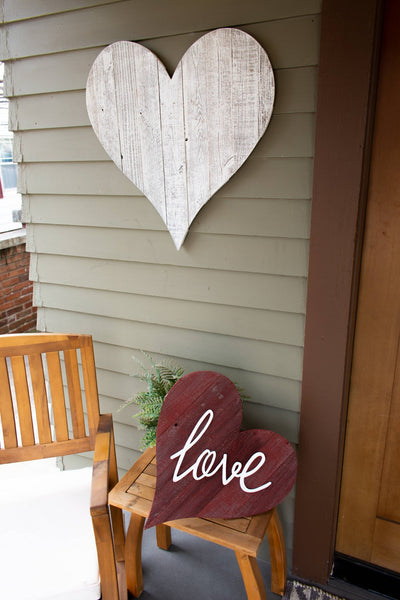 12" Farmhouse White Wash Wooden Heart