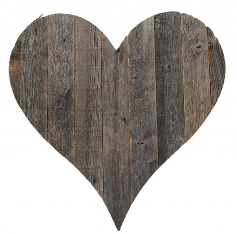 18" Rustic Farmhouse Gray Wooden Heart