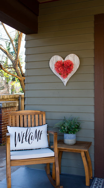 18" Rustic Farmhouse White Wash Wooden Heart