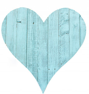 18" Rustic Farmhouse Turquoise Wooden Heart