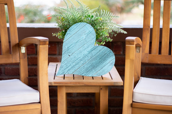 18" Rustic Farmhouse Turquoise Wooden Heart