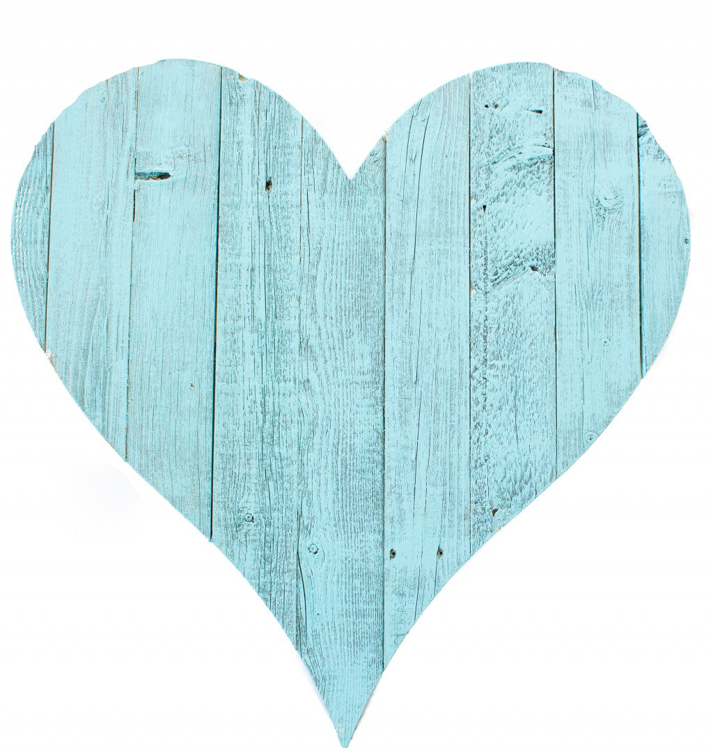 24" Rustic Farmhouse Turquoise Large Wooden Heart