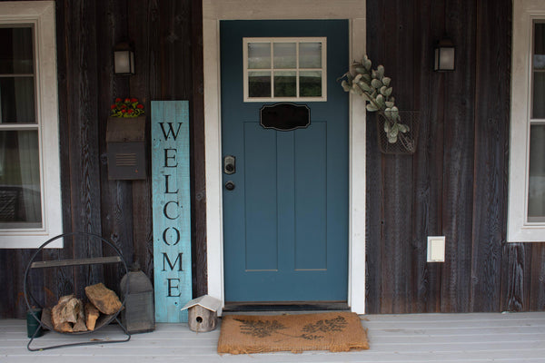 Rustic Light Aqua Blue Front Porch Welcome Sign