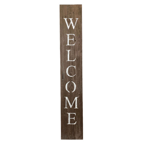 Rustic Espresso Brown and White Front Porch Welcome Sign