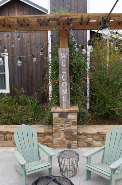 Rustic Dark Gray and White Front Porch Welcome Sign