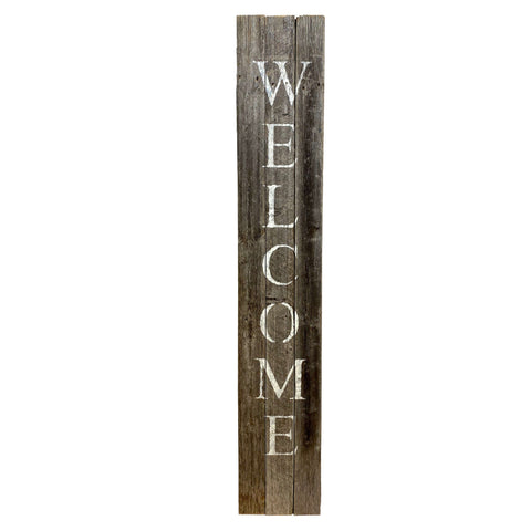 Rustic Dark Gray and White Front Porch Welcome Sign