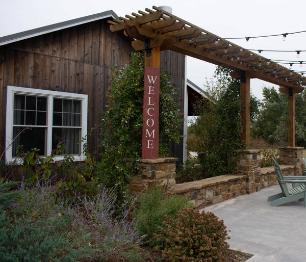 Rustic Red and White Front Porch Welcome Sign