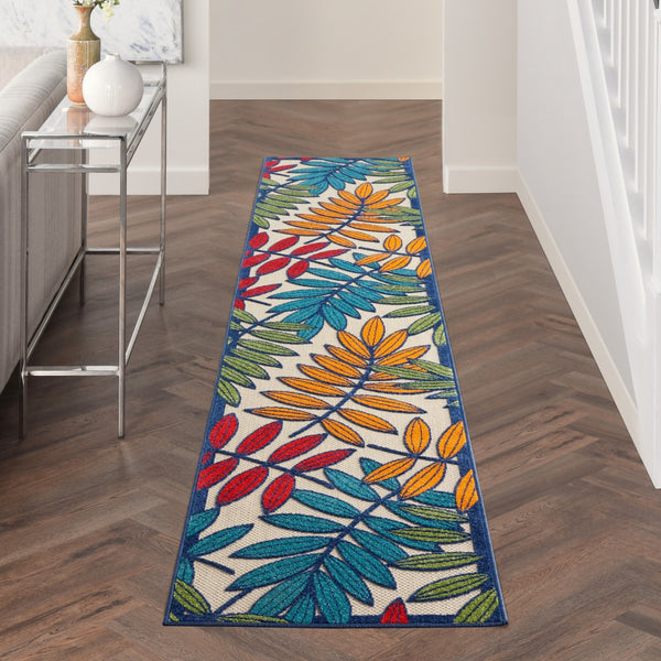 2’x 12’ Multicolored Leaves Indoor Outdoor Runner Rug