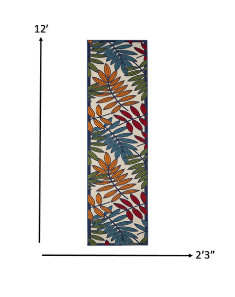 2’x 12’ Multicolored Leaves Indoor Outdoor Runner Rug