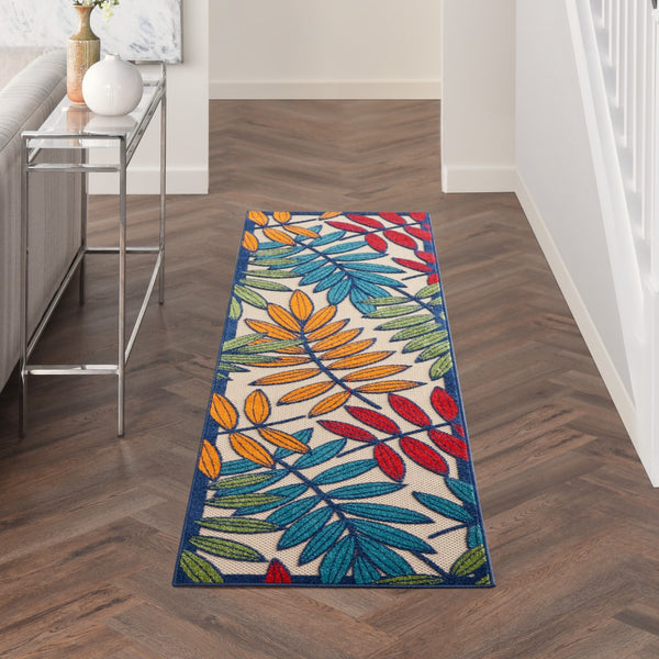 2’x 8’ Multicolored Leaves Indoor Outdoor Runner Rug