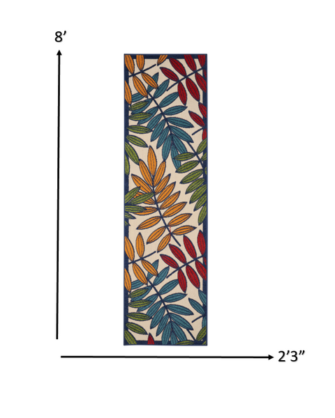 2’x 8’ Multicolored Leaves Indoor Outdoor Runner Rug