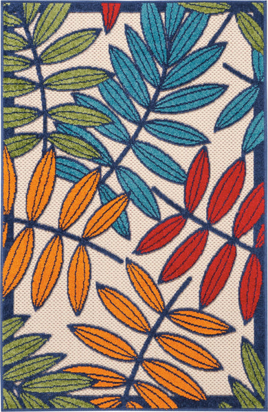 3’x 4’ Multicolored Leaves Indoor Outdoor Area Rug