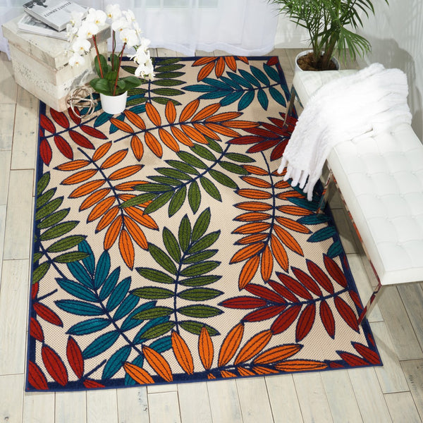 4’x 6’ Multicolored Leaves Indoor Outdoor Area Rug