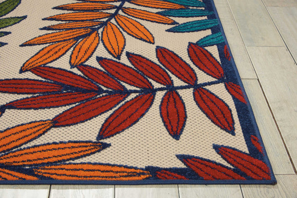 4’x 6’ Multicolored Leaves Indoor Outdoor Area Rug