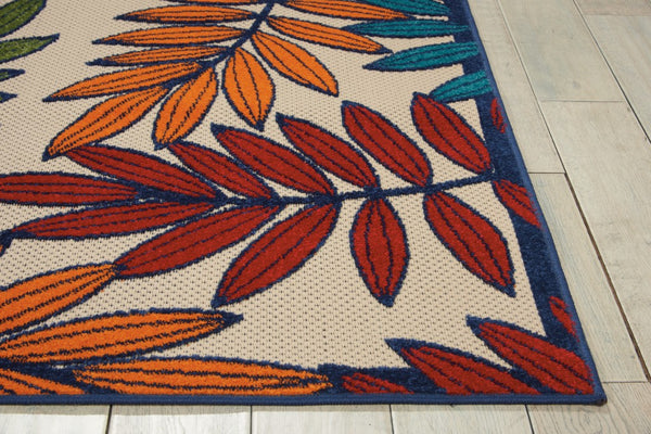 5’x 8’ Multicolored Leaves Indoor Outdoor Area Rug