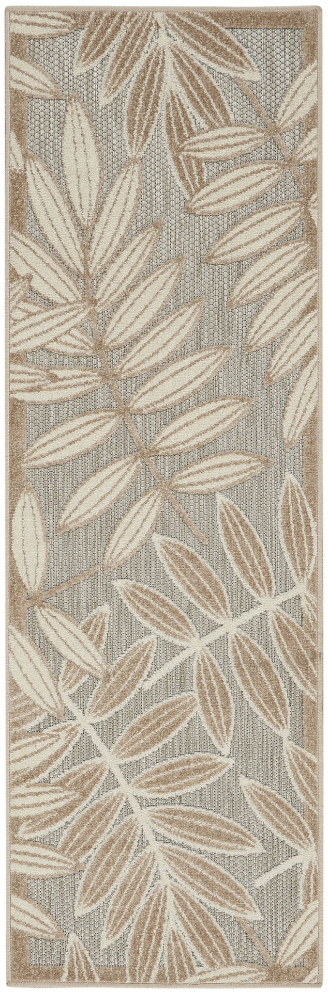 2’ x 6’ Natural Leaves Indoor Outdoor Runner Rug