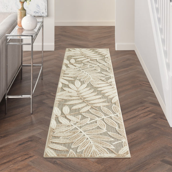 2’ x 10’ Natural Leaves Indoor Outdoor Runner Rug