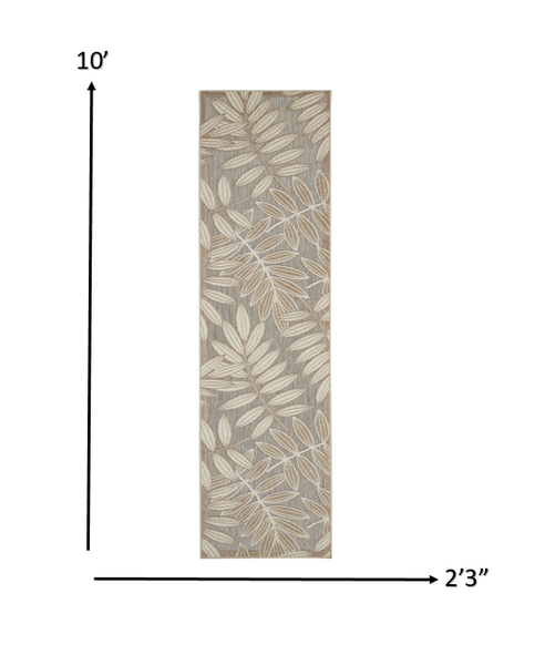 2’ x 10’ Natural Leaves Indoor Outdoor Runner Rug