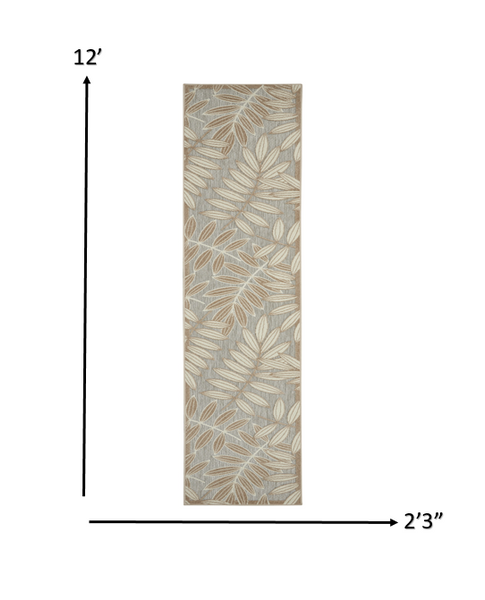 2’ x 12’ Natural Leaves Indoor Outdoor Runner Rug