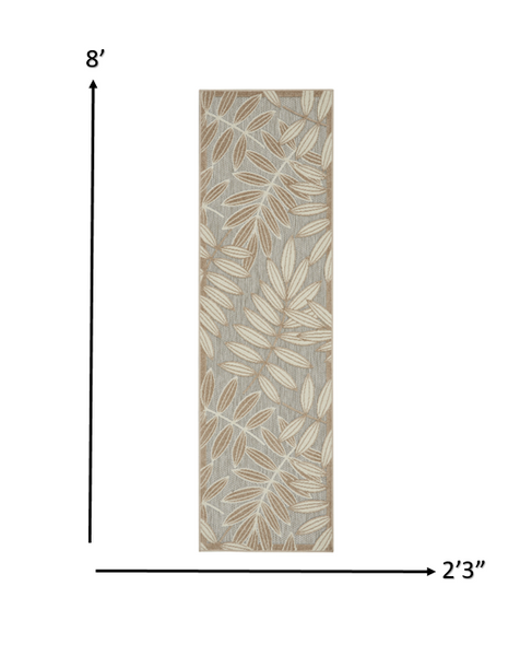 2’ x 8’ Natural Leaves Indoor Outdoor Runner Rug