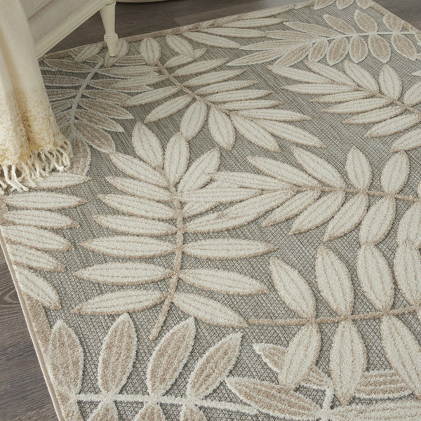 4’ x 6’ Natural Leaves Indoor Outdoor Area Rug