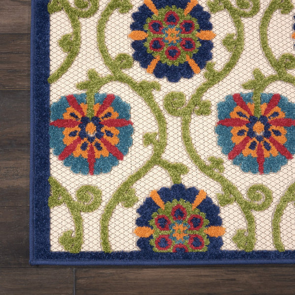 3’ x 4’ Blue Floral Vines Indoor Outdoor Area Rug