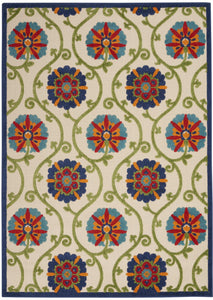 4’ x 6’ Blue Floral Vines Indoor Outdoor Area Rug