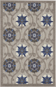 3’ x 4’ Gray and Blue Indoor Outdoor Area Rug