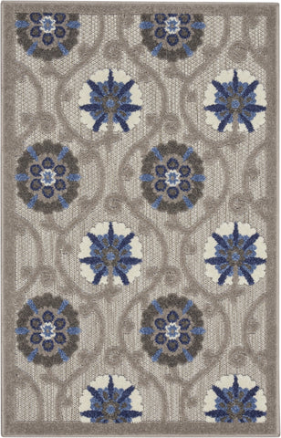 3’ x 4’ Gray and Blue Indoor Outdoor Area Rug