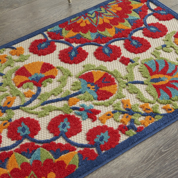 3’ x 4' Red and Multicolor Indoor Outdoor Area Rug