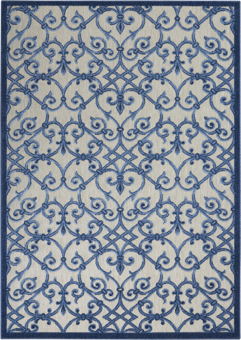 5’ x 8’ Gray and Blue Indoor Outdoor Area Rug